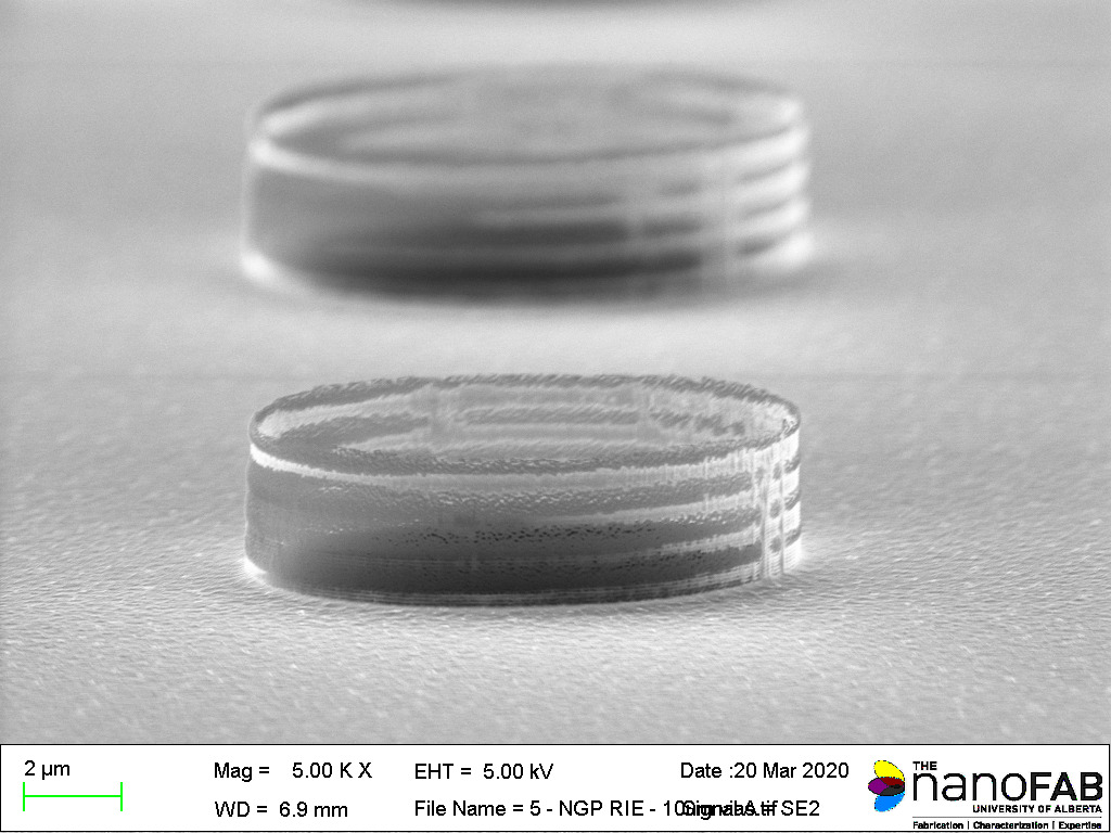 Stripping process: Oxford NGP80 (RIE) - 30 min Descum high recipe Structure: 10 µm vias