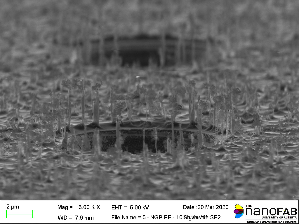 Stripping process: Oxford NGP80 (PE) - 30 min Descum PE mode recipe Structure: 10 µm vias