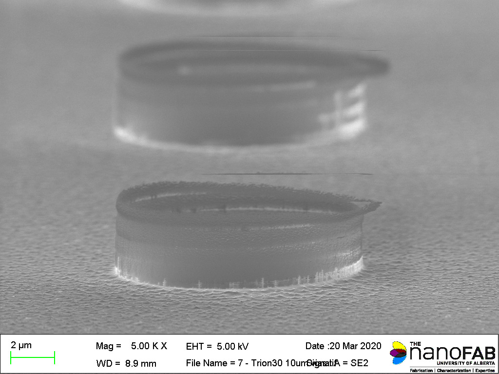 Stripping process: Trion (RIE) - 30 min O2 stripping recipe Structure: 10 µm vias
