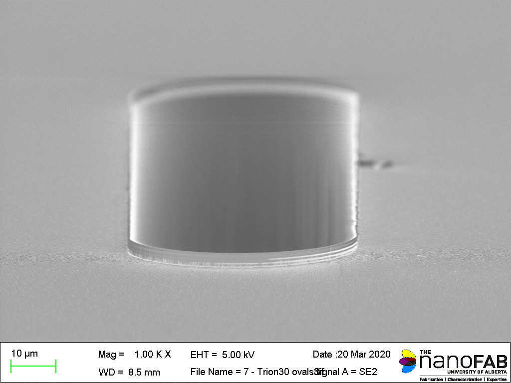 Stripping process: Trion (RIE) - 30 min O2 stripping recipe Structure: oval trenches